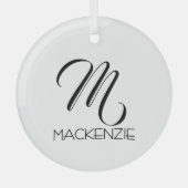 Einfach Eleganter Personalisierter Monogramm-Name Ornament Aus Glas (Vorderseite)