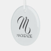 Einfach Eleganter Personalisierter Monogramm-Name Ornament Aus Glas (Vorderseite links)