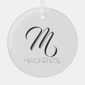 Einfach Eleganter Personalisierter Monogramm-Name Ornament Aus Glas (Vorderseite)