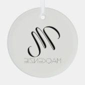 Einfach Eleganter Personalisierter Monogramm-Name Ornament Aus Glas (Rückseite)