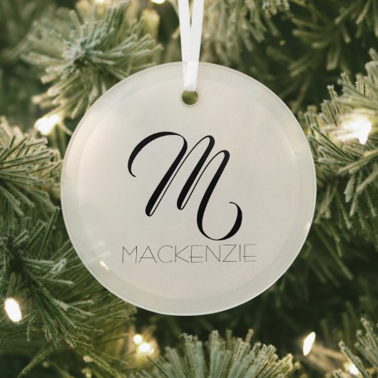 Einfach Eleganter Personalisierter Monogramm-Name Ornament Aus Glas (InSitu)