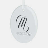 Einfach Eleganter Personalisierter Monogramm-Name Ornament Aus Glas (Vorderseite links)