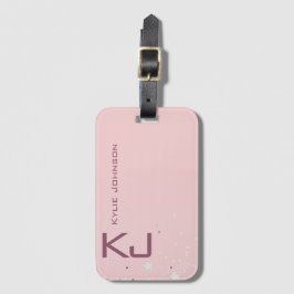 Einfach eleganter rosa Glitzer Niedlicher Mit Mono Gepäckanhänger