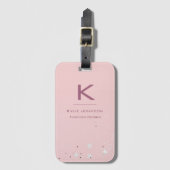 Einfach eleganter rosa Glitzer Niedlicher Mit Mono Gepäckanhänger (Vorderseite Vertikal)