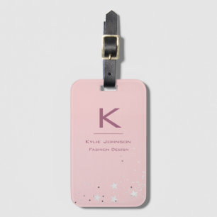 Einfach eleganter rosa Glitzer Niedlicher Mit Mono Gepäckanhänger