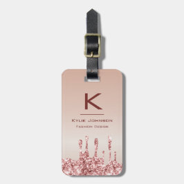 Einfach eleganter rosa Glitzer Niedlicher Mit Mono Gepäckanhänger