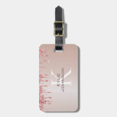 Einfach eleganter rosa Glitzer Niedlicher Mit Mono Gepäckanhänger (Vorderseite vertikal)