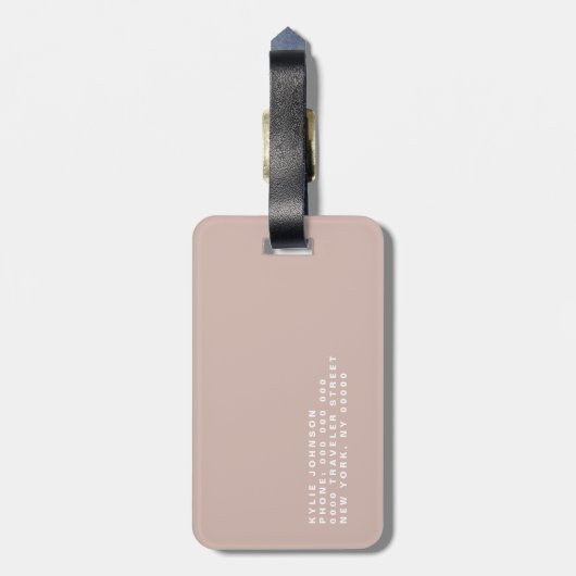 Einfach eleganter rosa Glitzer Niedlicher Mit Mono Gepäckanhänger (Rückseite vertikal)