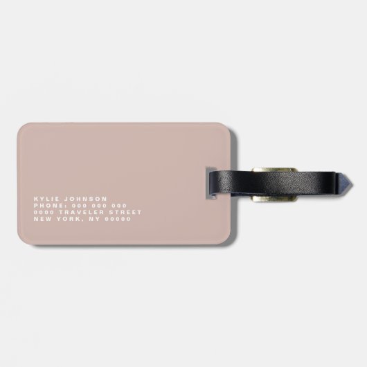 Einfach eleganter rosa Glitzer Niedlicher Mit Mono Gepäckanhänger (Rückseite horizontal)