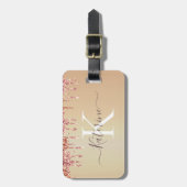 Einfach eleganter rosa Glitzer Niedlicher Mit Mono Gepäckanhänger (Vorderseite vertikal)