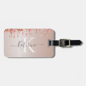 Einfach eleganter rosa Glitzer Niedlicher Mit Mono Gepäckanhänger (Vorderseite horizontal)