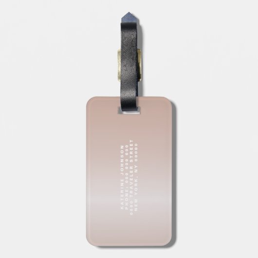 Einfach eleganter rosa Glitzer Niedlicher Mit Mono Gepäckanhänger (Rückseite vertikal)