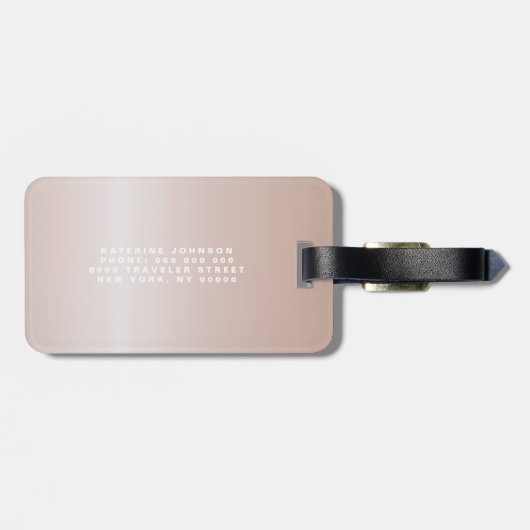 Einfach eleganter rosa Glitzer Niedlicher Mit Mono Gepäckanhänger (Rückseite horizontal)