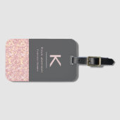 Einfach eleganter rosa Glitzer Niedlicher Mit Mono Gepäckanhänger (Vorderseite (Horizontal))