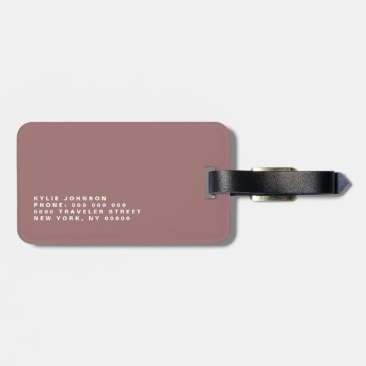 Einfach eleganter rosa Glitzer Niedlicher Personal Gepäckanhänger (Rückseite horizontal)