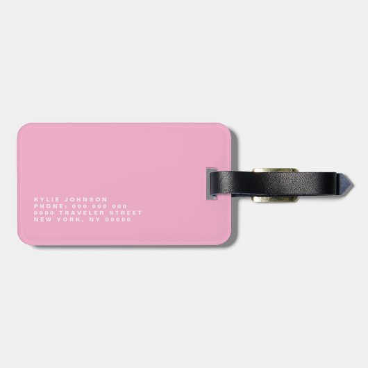 Einfach eleganter rosa Glitzer Niedlicher Personal Gepäckanhänger (Rückseite horizontal)