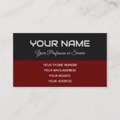 Einfach eleganter, schwarz und dunkelrot reflektie visitenkarte (Rückseite)