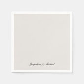 Einfach eleganter Script-Cream Wedding Cocktail Serviette (Vorderseite)