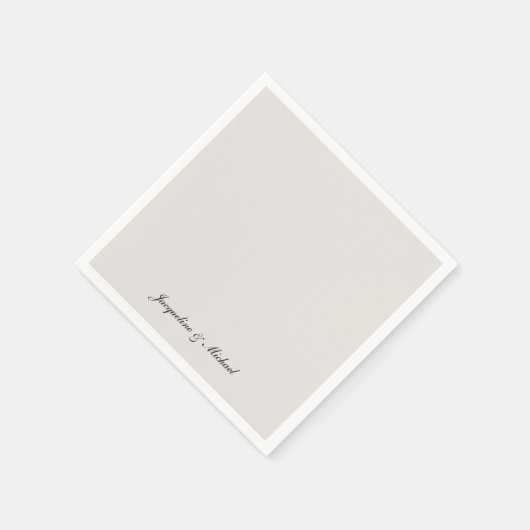 Einfach eleganter Script-Cream Wedding Cocktail Serviette (Ecke)