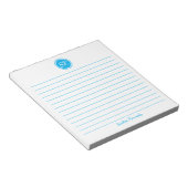 Einfach eleganter Sky Blue Lined Monogram Name Notizblock (angewinkelt)