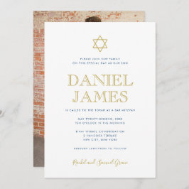 Einfach Eleganter Star, Foto auf der Rückseite, Ba Einladung