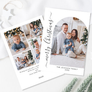 Einfach Eleganter Stilvoller 5 FOTO Weihnachtsgruß Feiertagskarte
