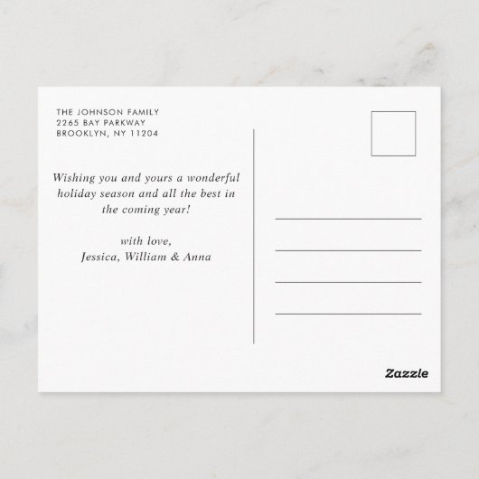 Einfach Eleganter Urlaub 4 FOTO Weihnachtsgrüße Postkarte (Rückseite)