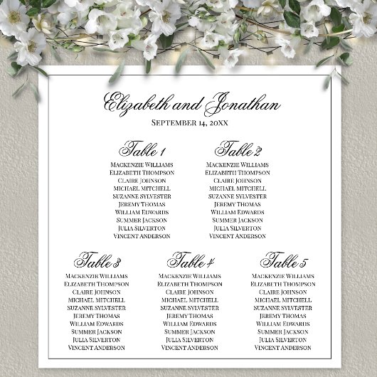 Einfach elegantes 5-Tisch-Hochzeitssattel Poster