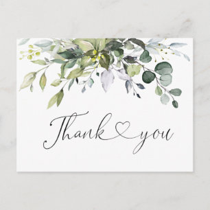 Einfach Elegantes Aquarell-Eukalyptus-Dankeschön Postkarte