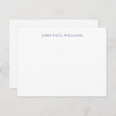 Einfach Elegantes Berufliches klassisches Lila Vio Mitteilungskarte (Vorne/Hinten)