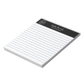 Einfach elegantes Black Lined Monogram Business Notizblock (Rotiert)