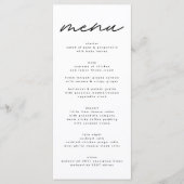 Einfach elegantes Black & White Wedding Menü Menükarte (Vorderseite)