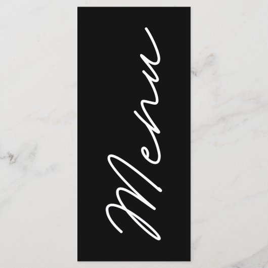 Einfach elegantes Black & White Wedding Menü Menükarte (Rückseite)