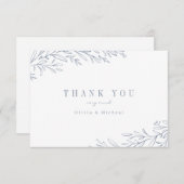 Einfach elegantes botanisches staubblaues Blau Dankeskarte (Vorne/Hinten)