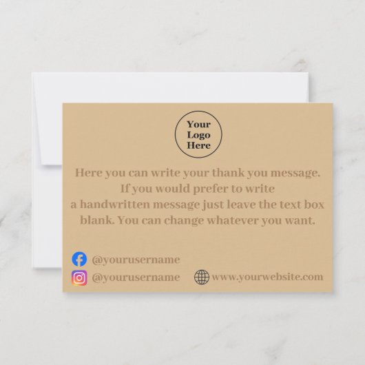 Einfach elegantes Braun Dankeschön Card Dankeskarte (Rückseite)