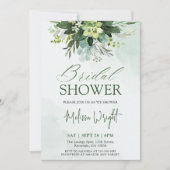 Einfach elegantes Brautparty Watercolor Grüne Einladung (Vorderseite)