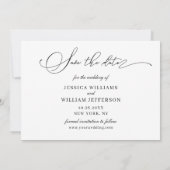 Einfach elegantes Calligraphy Wedding Foto Moderne Save The Date (Rückseite)