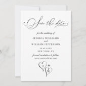 Einfach elegantes Calligraphy Wedding Foto Save The Date (Rückseite)