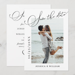 Einfach elegantes Calligraphy Wedding Foto Save The Date