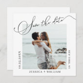 Einfach elegantes Calligraphy Wedding Foto Save The Date (Vorne/Hinten)