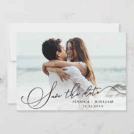 Einfach elegantes Calligraphy Wedding Foto Save The Date