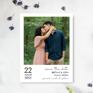 Einfach Elegantes Chic Foto Hochzeit Merken Sie si Ankündigungspostkarte