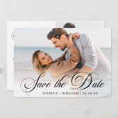 Einfach elegantes Foto Hochzeit 2 FOTO Save The Date (Vorne/Hinten)