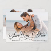 Einfach elegantes Foto Hochzeit 3 FOTO Save The Date (Vorne/Hinten)