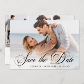 Einfach elegantes Foto Hochzeit 4 FOTO Save The Date (Vorne/Hinten)