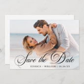 Einfach elegantes Foto Hochzeit FOTO Save The Date (Vorne/Hinten)