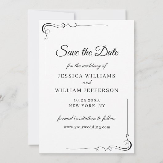 Einfach elegantes Foto Hochzeit Minimalistisch ein Save The Date (Rückseite)