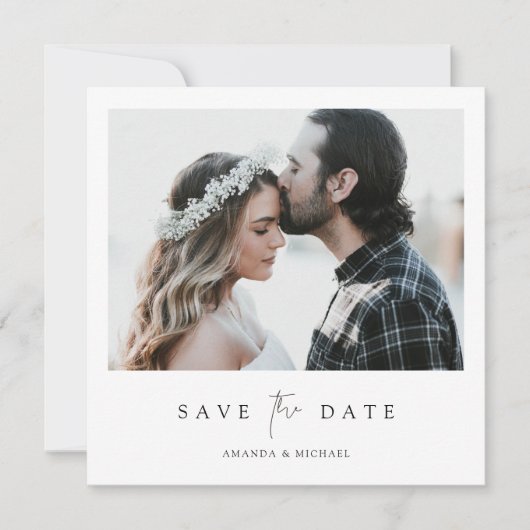 Einfach elegantes Foto Hochzeit speichern Sie das Save The Date (Vorderseite)