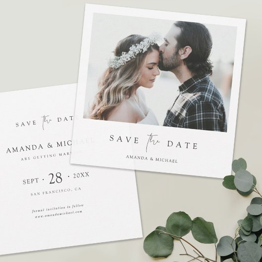 Einfach elegantes Foto Hochzeit speichern Sie das Save The Date