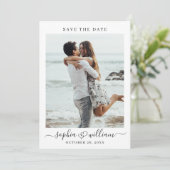 Einfach elegantes Foto Hochzeitsherzen Save The Date (Stehend Vorderseite)